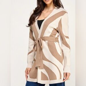Women's Beige and Cream Sweater Cardigan